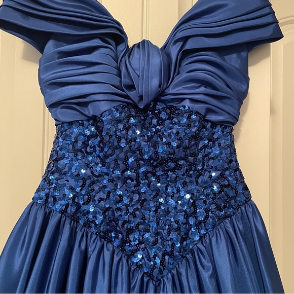 Vintage Mike Benet Formals Royal Blue Sequin Pageant Prom Party Dress - Picture 4 of 13